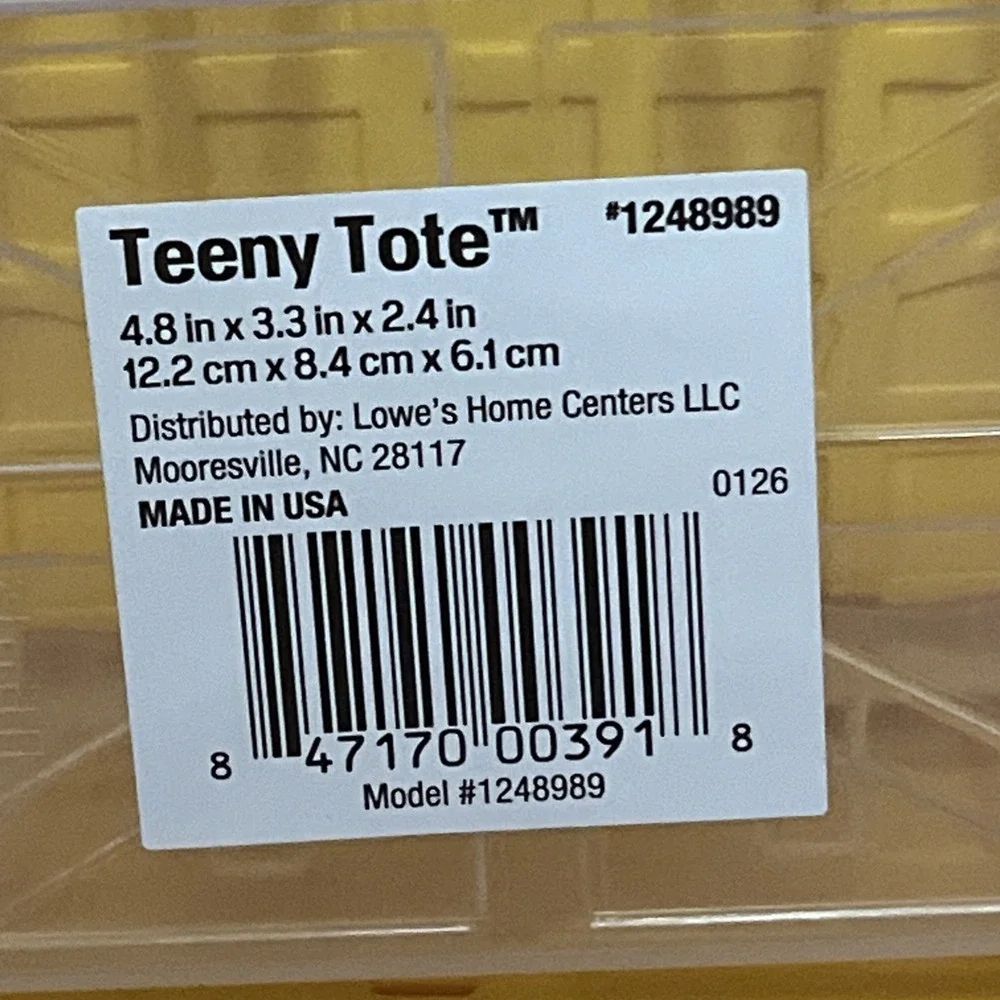 2 Lowe's Clear Mini Teeny Totes With Yellow Cover Lid 4.8